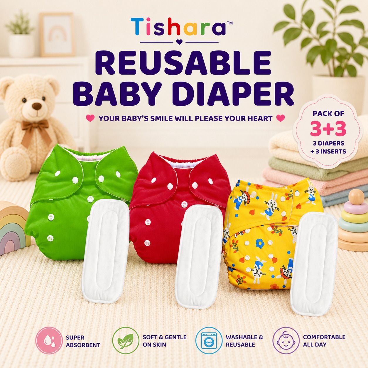 Cloth Diaper for Babies | Comfortable Baby Nappy 3M-3Y-image-34