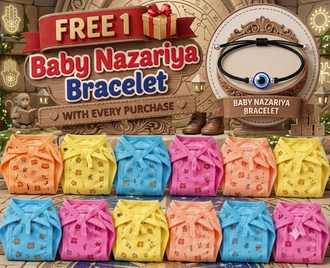 12 Cotton Langots for Newborns + Free Baby Nazariya Bracelet (0–6M)-image-47
