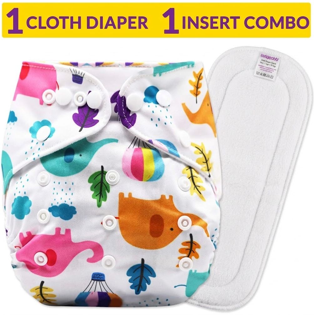 Baby Cloth Diaper Washable Adjustable Size Reusable Nappy with Absorbent Insert-image-36