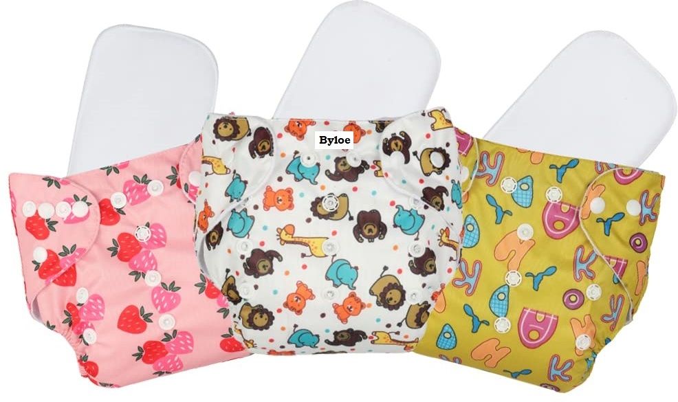 byloe Cloth Diapers + Insert Pad, Washable, 100% Absorption, 0 - 3 yrs-picture-22