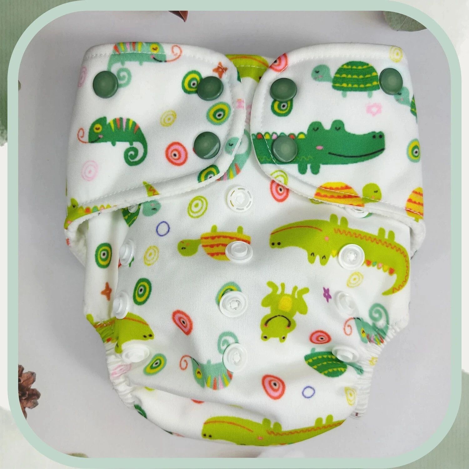 Reusable Waterproof Cloth Diaper with Snap Insert And Liner (3-36 month)(Croc)-image-20