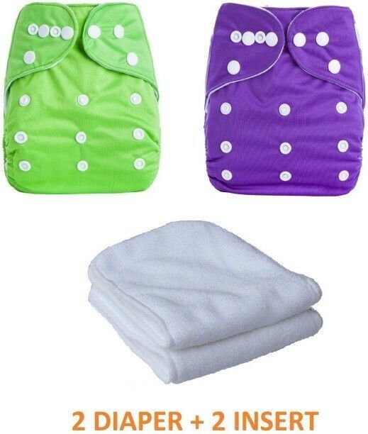 shukan Pack Of 2 Reusable Cloth Diapers Washable, Adjustable Size with Insert Pads-picture-19