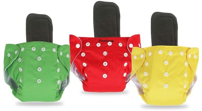 Baby Reusable Cloth diapers + Insert Pad, Adjustable, 3M-3Y Pack of 3