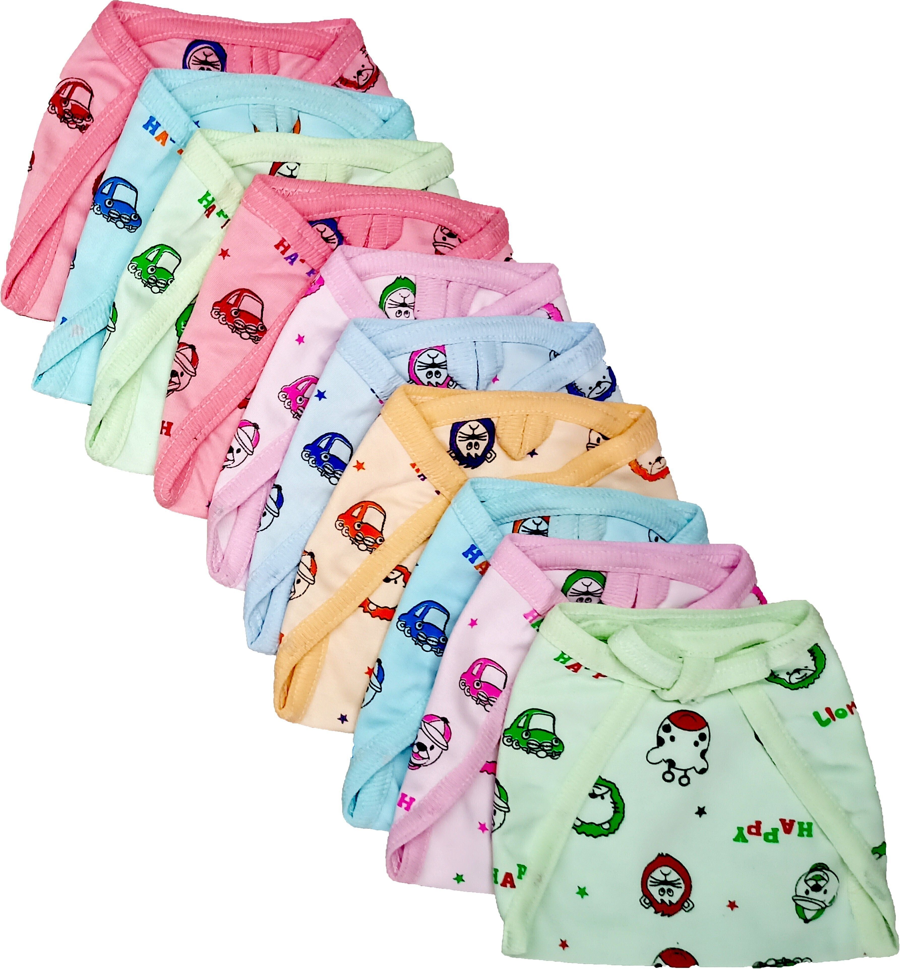 Pack of 10 - Baby Hosiery Cotton Langot or Nappy / Reusable & Washable Soft U-Shaped Printed Cloth Langot or Diaper for kids (0-3years) (Set of 10)