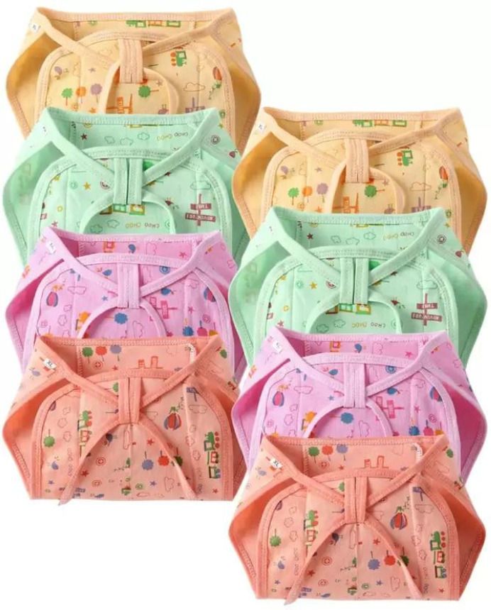 sheza enterprises Baby Nappy born Baby's Cotton Cloth Langot U Shaped Washable Nappies 12 Piece-picture-16
