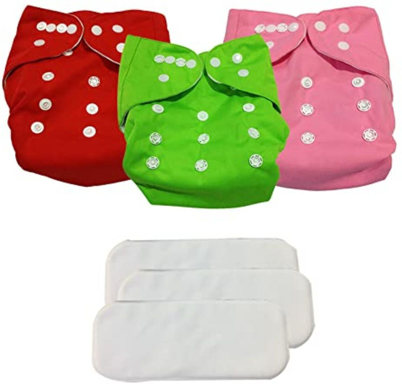 smilykid Multi Layered Micro Fibre Baby Insert Pads Set of 3 Red Pink Green image 1