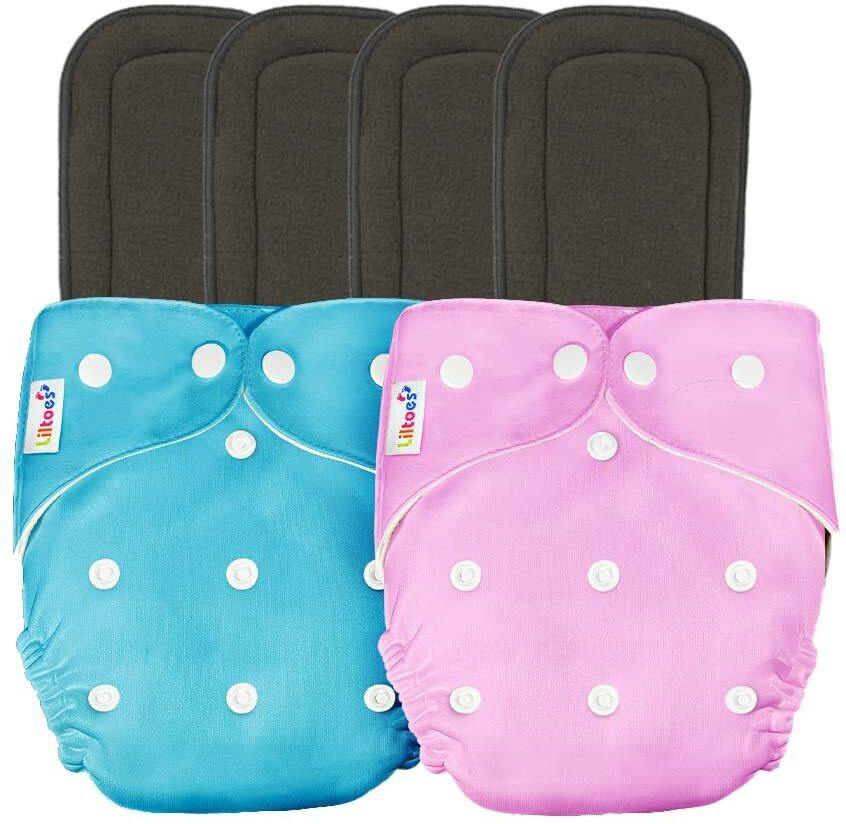 smilykid Pack Of 2 Reusable Cloth Diapers Washable, Adjustable Size with Insert Pads image 1