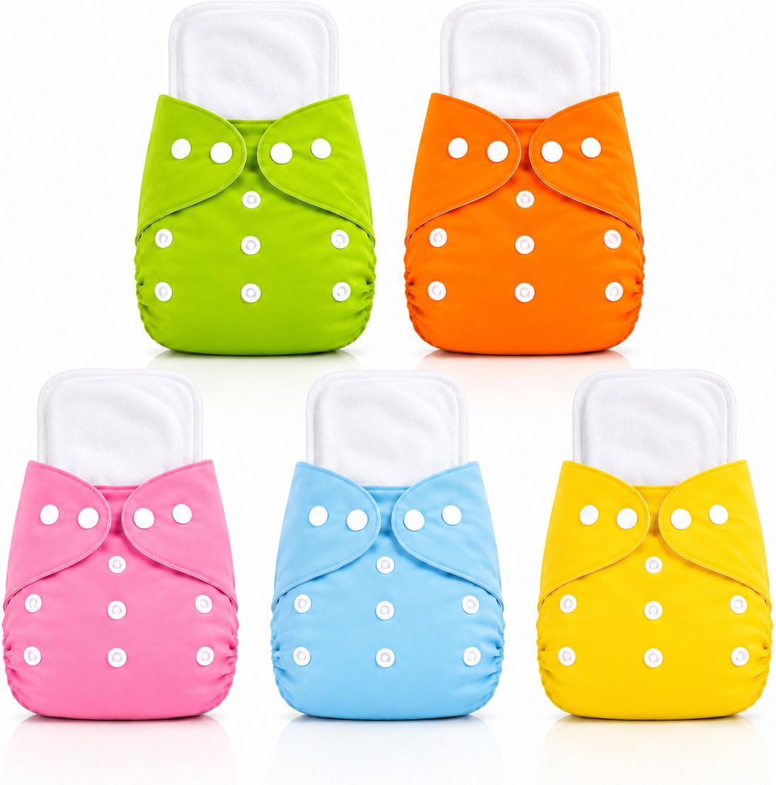 Reusable Cloth Diaper Combo 5 Pcs with 5 Inserts Baby Nappy Set-image-16