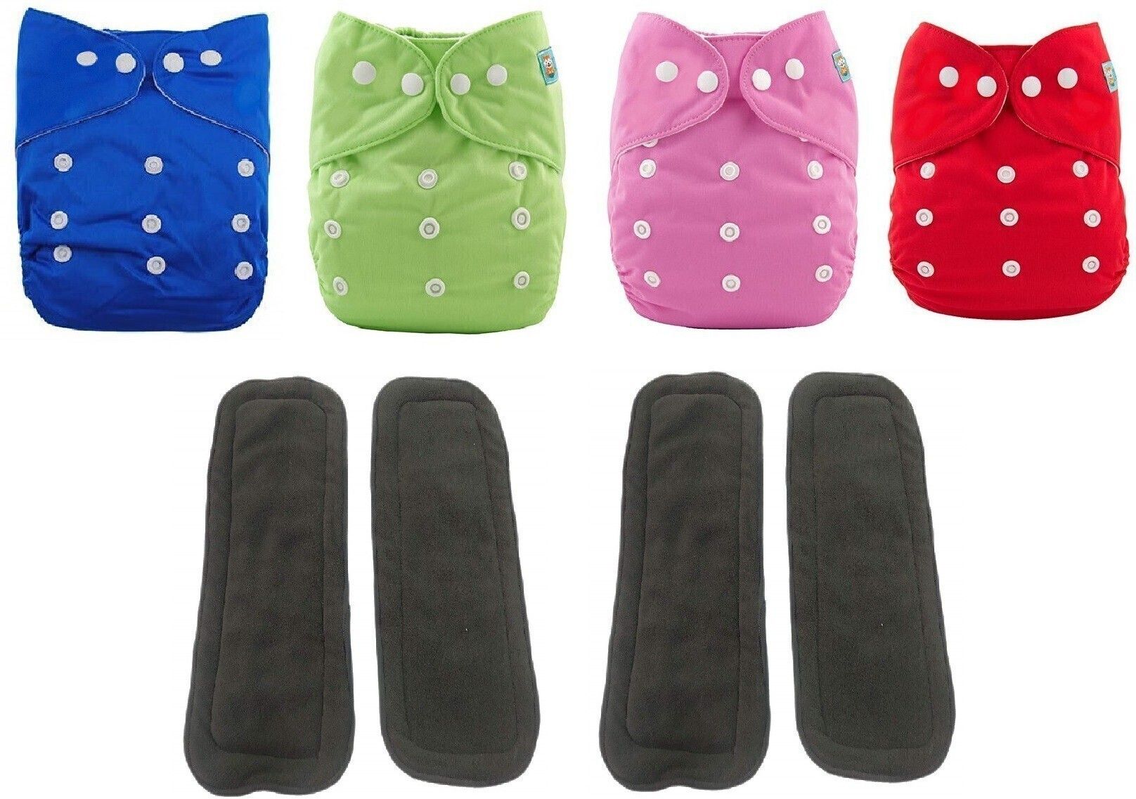 Pack of 4 Cloth Diaper with 4 Black pad - Baby Pocket Diaper with Wet-free Insert Black Pad / Washable Cloth Diaper / Reusable Nappy for Kids (Multicolor)-image-11