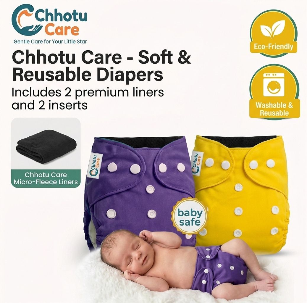 chhotu care Super Absorbent Baby Cloth Diaper | Reusable Soft Cotton Daily Use Nappy-picture-32