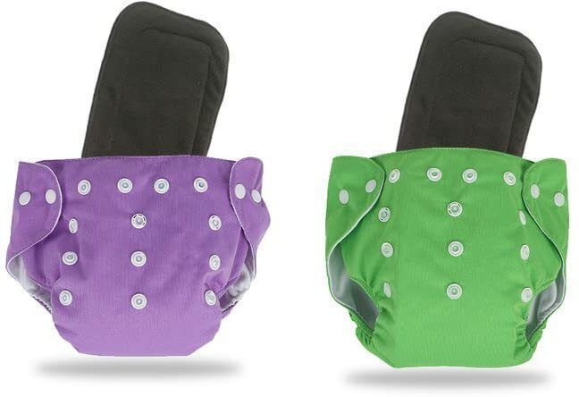 shukan Pack Of 2 Reusable Cloth Diapers Washable, Adjustable Size with Insert Pads-picture-17