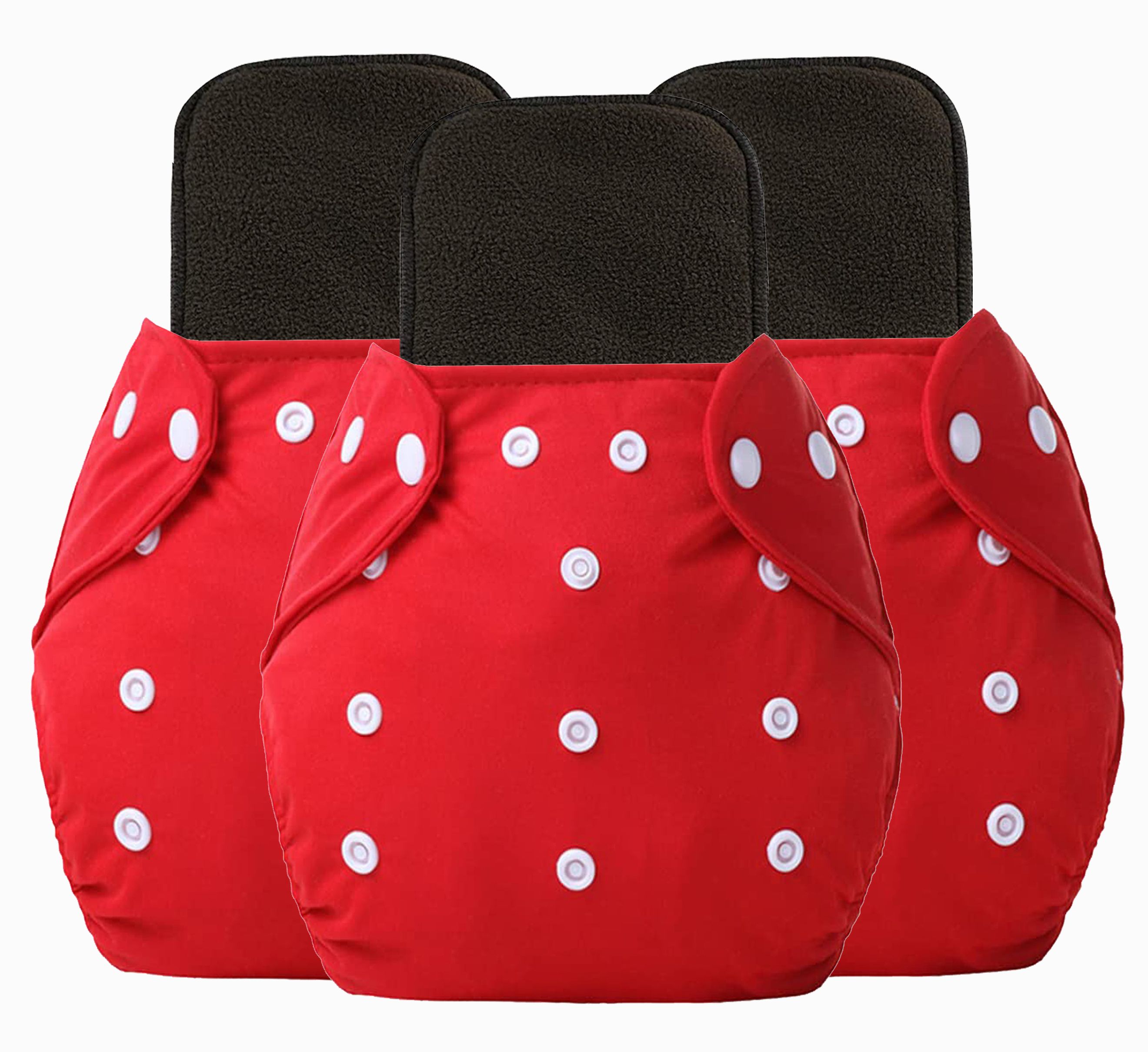 Pack Of 3 Premium Quality Adjustable Waterproof Reusable Cloth Diaper Nappie (Without Insert) For Infants /Toddlers/New Borns I Age 0-24 Months (RED)-image-1