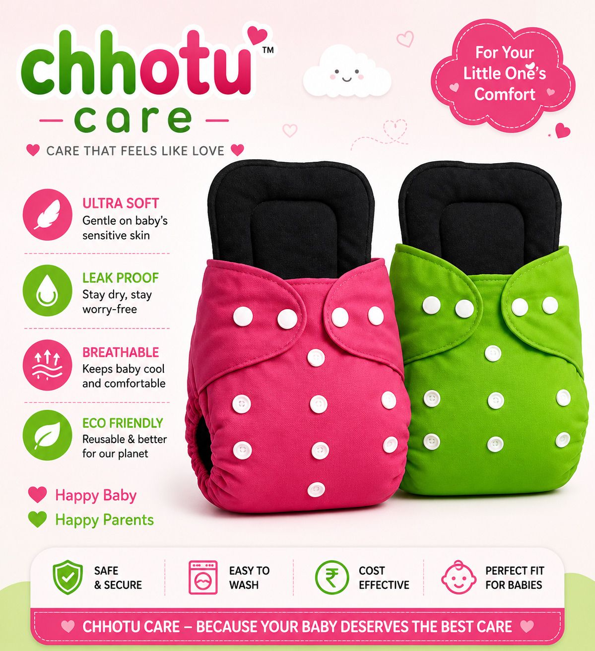 chhotu care Reusable Baby Cotton Cloth Diapers-picture-14