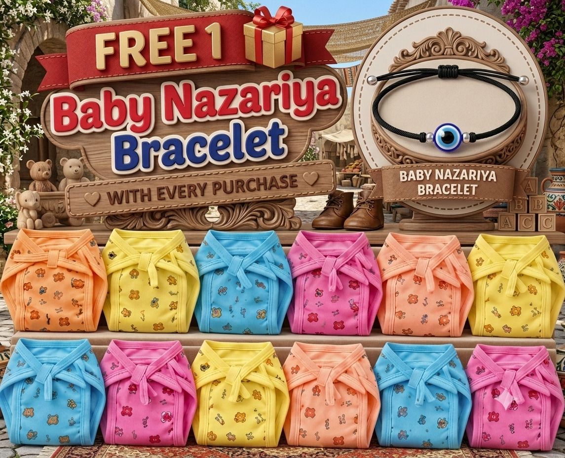 babydoll 12 Everyday Baby Cloth Diapers + Free Baby Nazariya Bracelet (0–6M)-picture-21