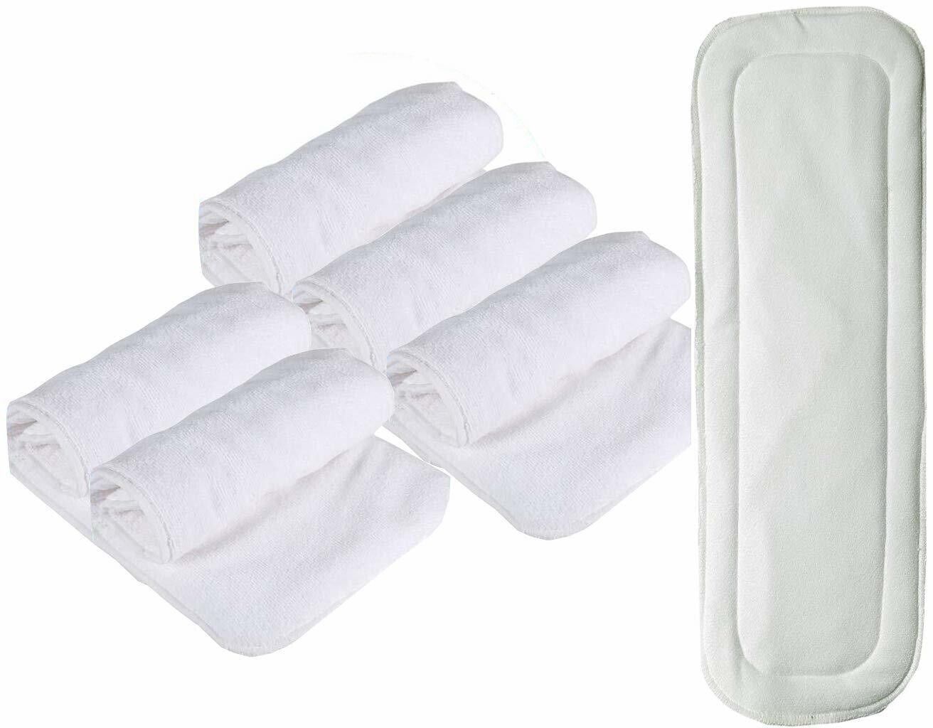 Dry Feel absorber Insert diaper liner for Adjustable, washable and reusable Cloth Diapers (Compatible with pocket diapers/cover diapers) Free size. Microfiber absorber - 5 layers (Pack of 6)-image-10