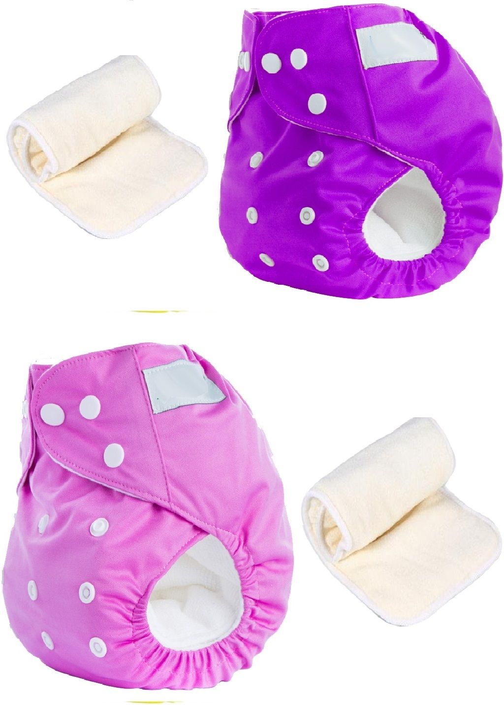 2 Sets Baby Reusable Washable Cloth Diaper With Insert ( Pink Purple )-image-49