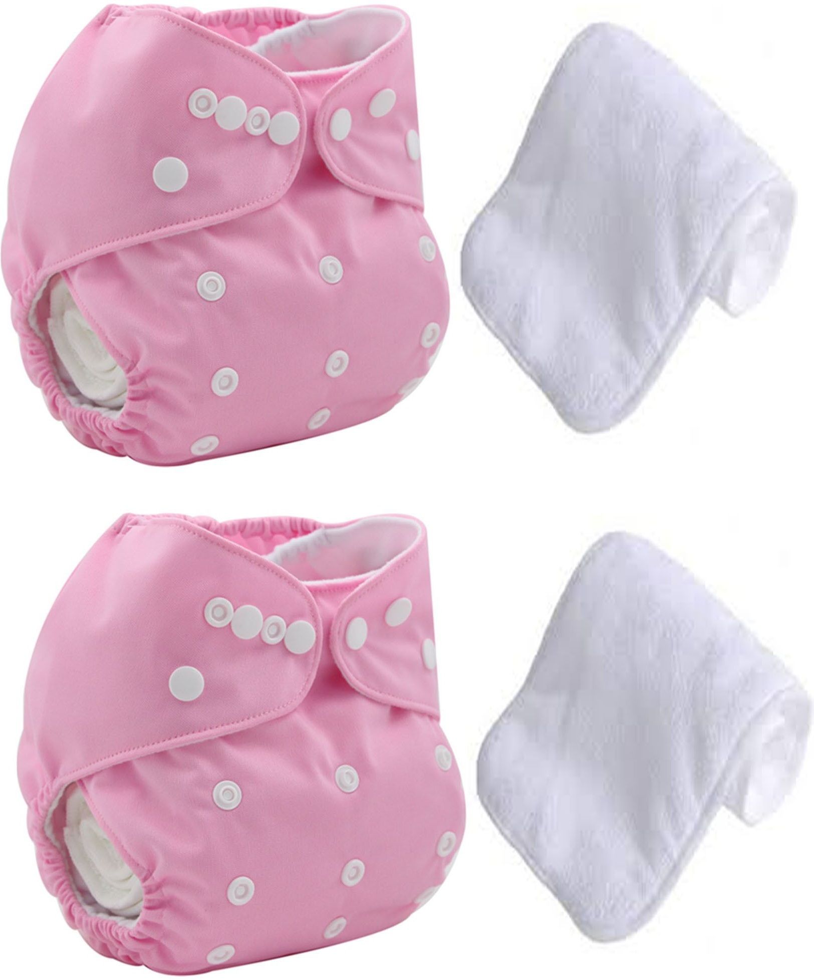 mopslik 2 Sets Baby Reusable Washable Cloth Diaper With Insert ( Pink )-picture-22
