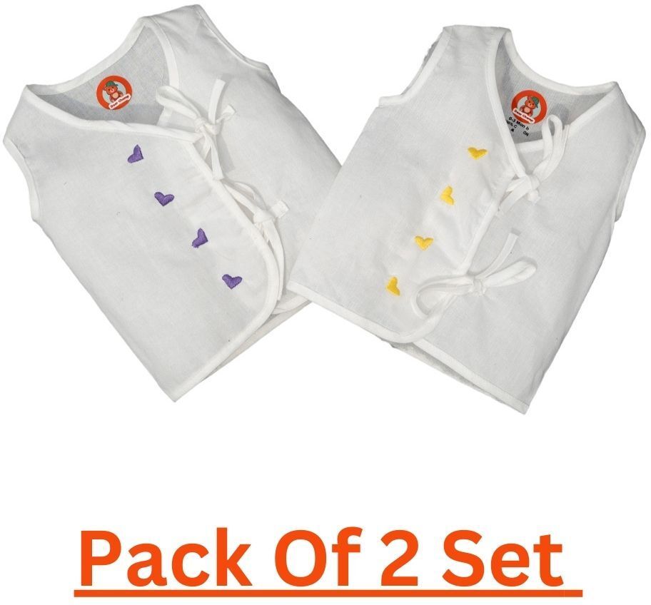 dear champ 2 Piece Cambric 100% cotton Embroidered White Jhabla Combo ( 0-3 Month )-picture-21