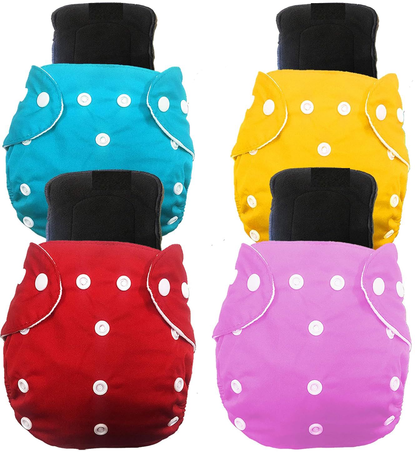 Washable Reusable Adjustable Cloth Diaper Nappy For New Born (4 Diaper+4 Insert)