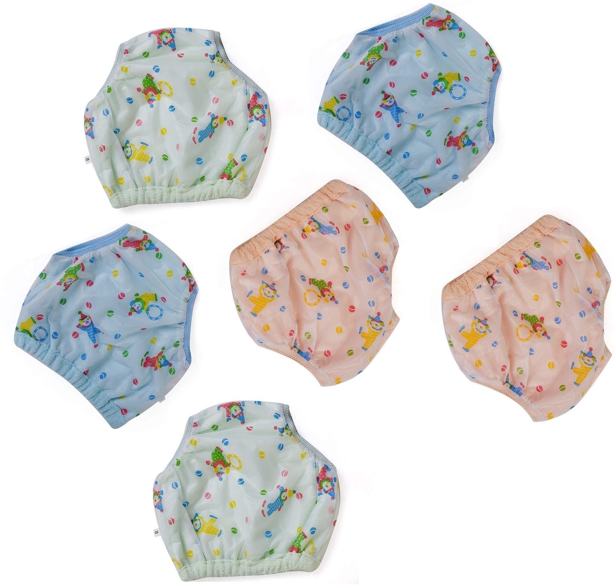 Printed PVC Cotton Pants For Unisex Babies (S)-Pack of 6-image-4