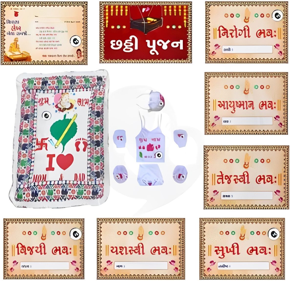 blindbuli Born baby Naming ceremony Mat and Jhabla set with Nappy, cap and mitten (White)-picture-18