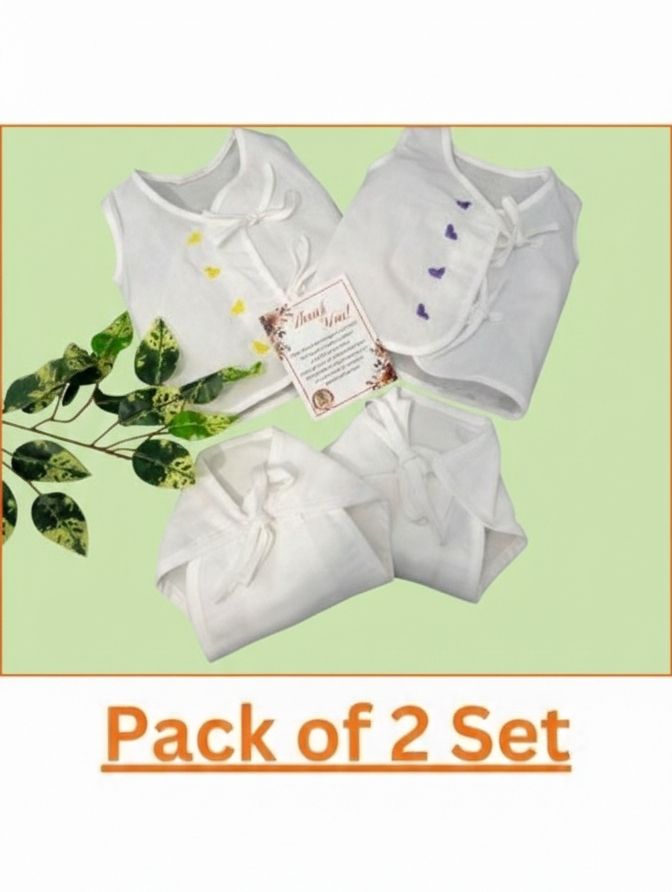 zed ef stores ZF Pure Organic Cotton Embroidered Baby Jhabla/Vest and Nappy/Langoot(Pack of 2)-picture-29