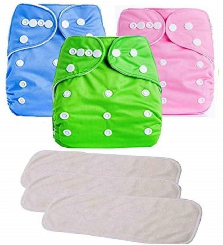 babepanda Baby Resuable Cloth Diaper With Insert Blue Pink & Green-picture-1