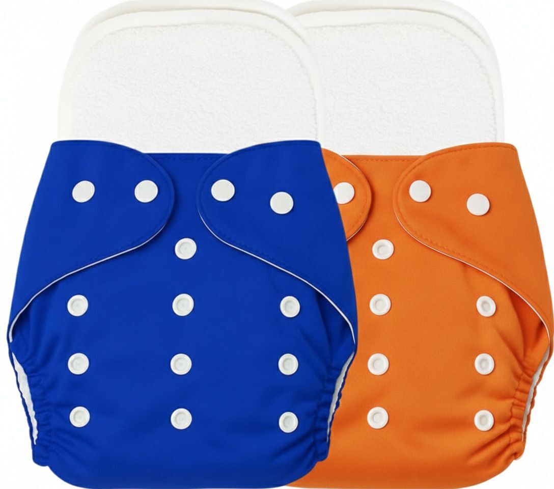 babepanda Reusable Baby Cotton 2 Cloth Diapers & 2 White Insert Pads For 0 to 3 Years-picture-13