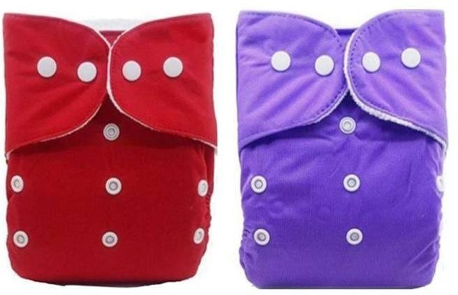 Reusable Washable Cloth Baby Diapers Pack of 2 (Red & Purple)-image-23