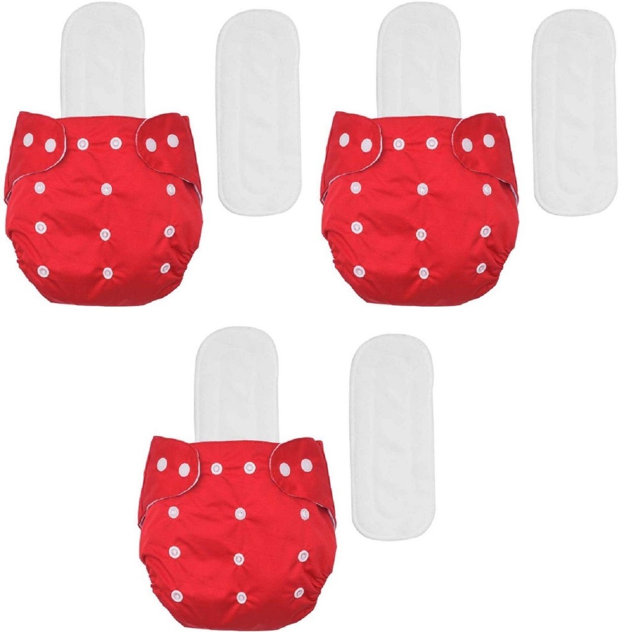 ecohug Washable Reusable Cloth Diaper with Absorbent Insert | Red | Pack of 3-picture-43