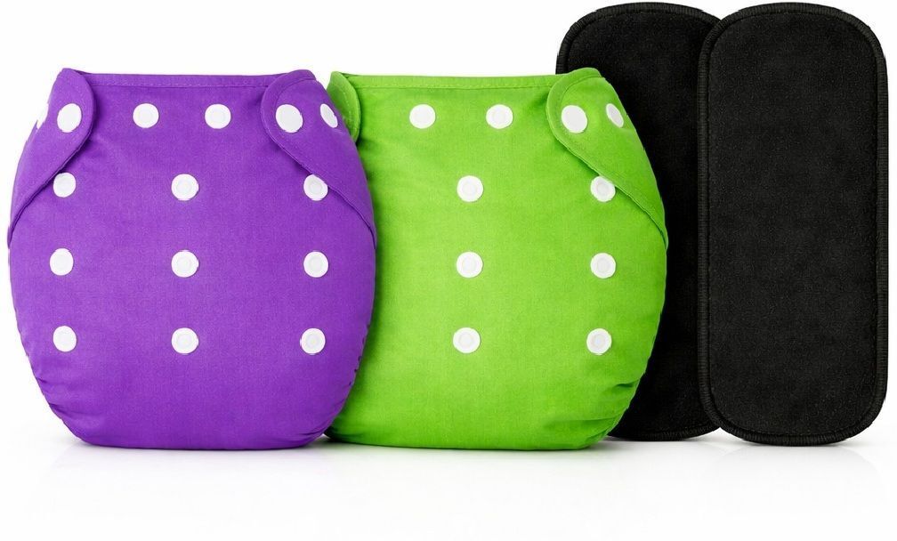 babepanda Reusable Baby Cloth Diaper Purple, Green with Black Insert Washable Set-picture-3