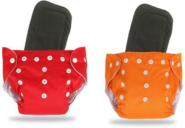 shukan Pack Of 2 Reusable Cloth Diapers Washable, Adjustable Size with Insert Pads-picture-11
