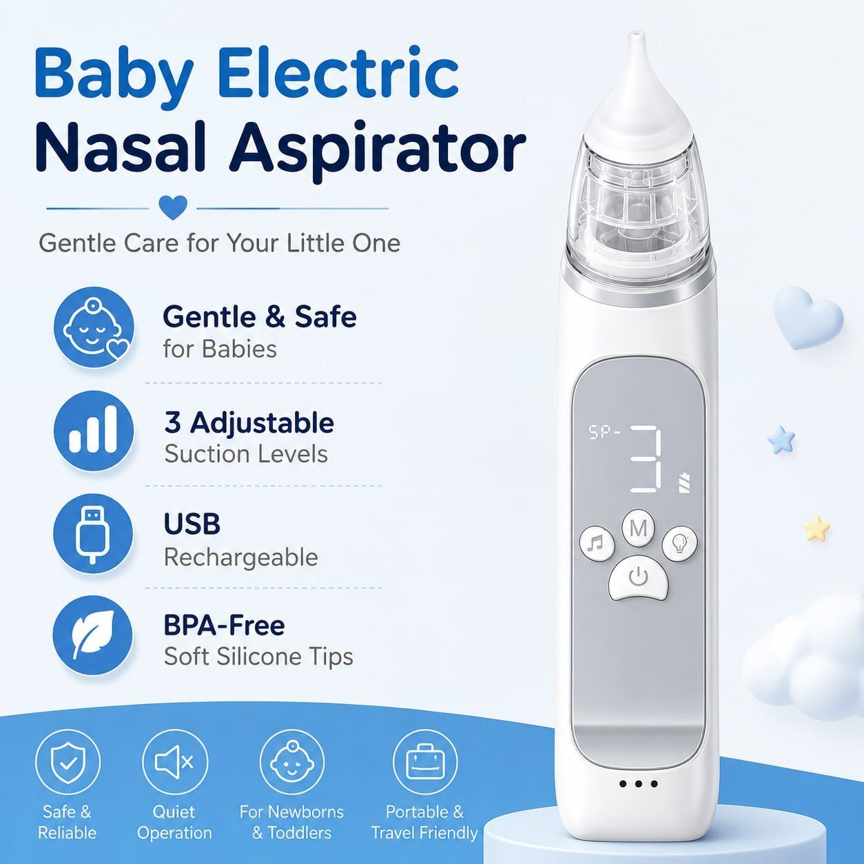 dioxit Baby Electric Nasal Aspirator With 3 Silicone Tips for Newborns & Toddlers Battery Operated Nasal Aspirator-picture-8