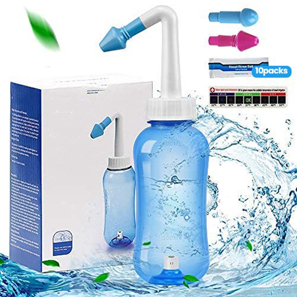 serplex Neti Pot Sinus Rinse Bottle Nasal Irrigation Cleaner 300ML with 10 Salt Packets Manual Nasal Aspirator-picture-27