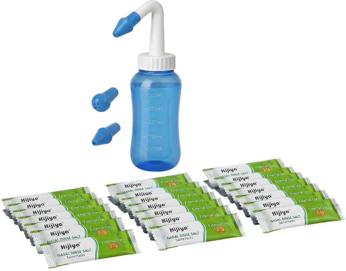 Nasal Rinse Bottle+ 30pcs Rinse Salt Saline Packets | Sinus Rinse Kit Manual Nasal Aspirator-image-2