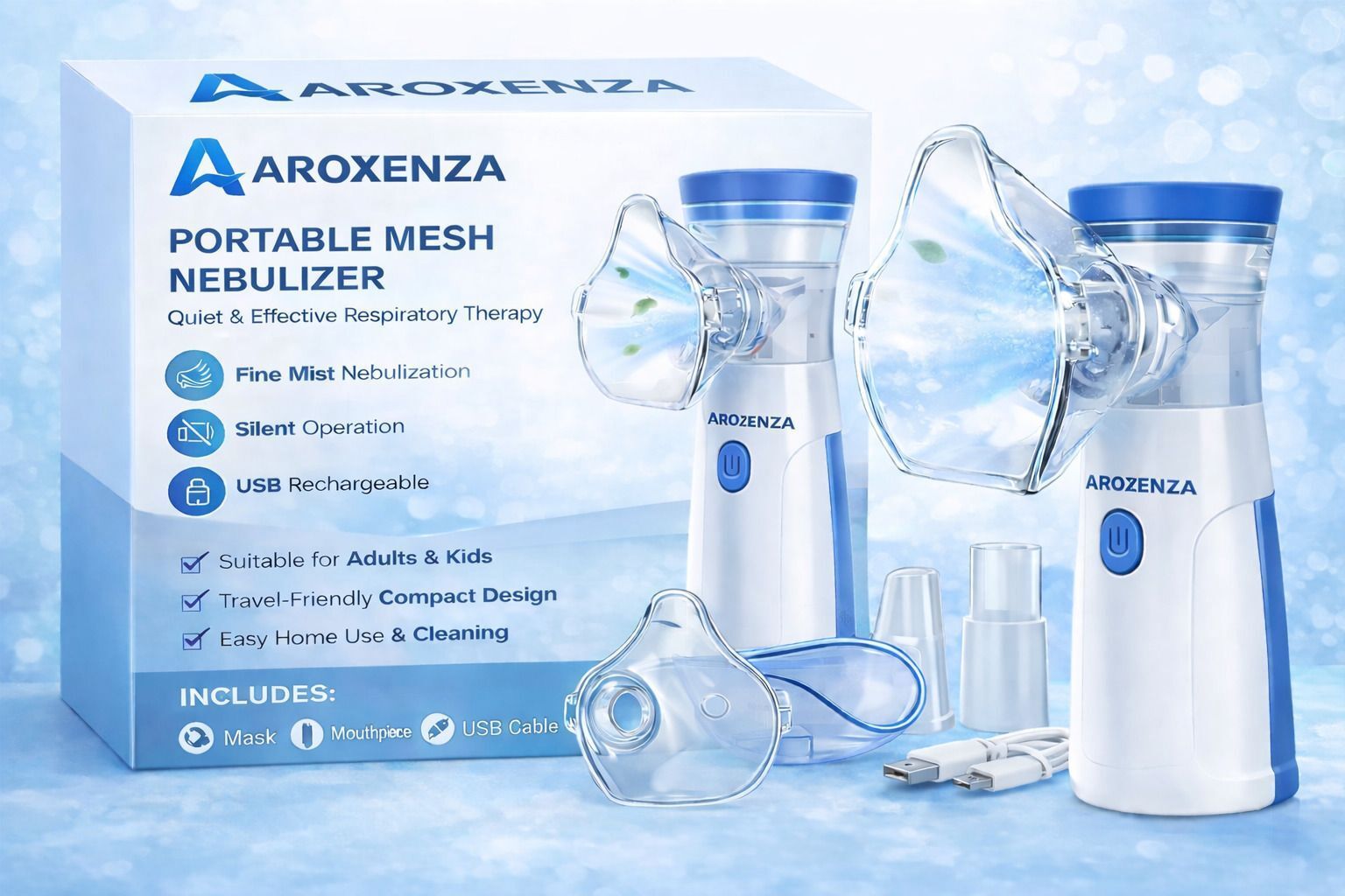 Aroxenza Portable Mesh Nebulizer with Silent Operation for kids and adult Nebulizer-picture-16