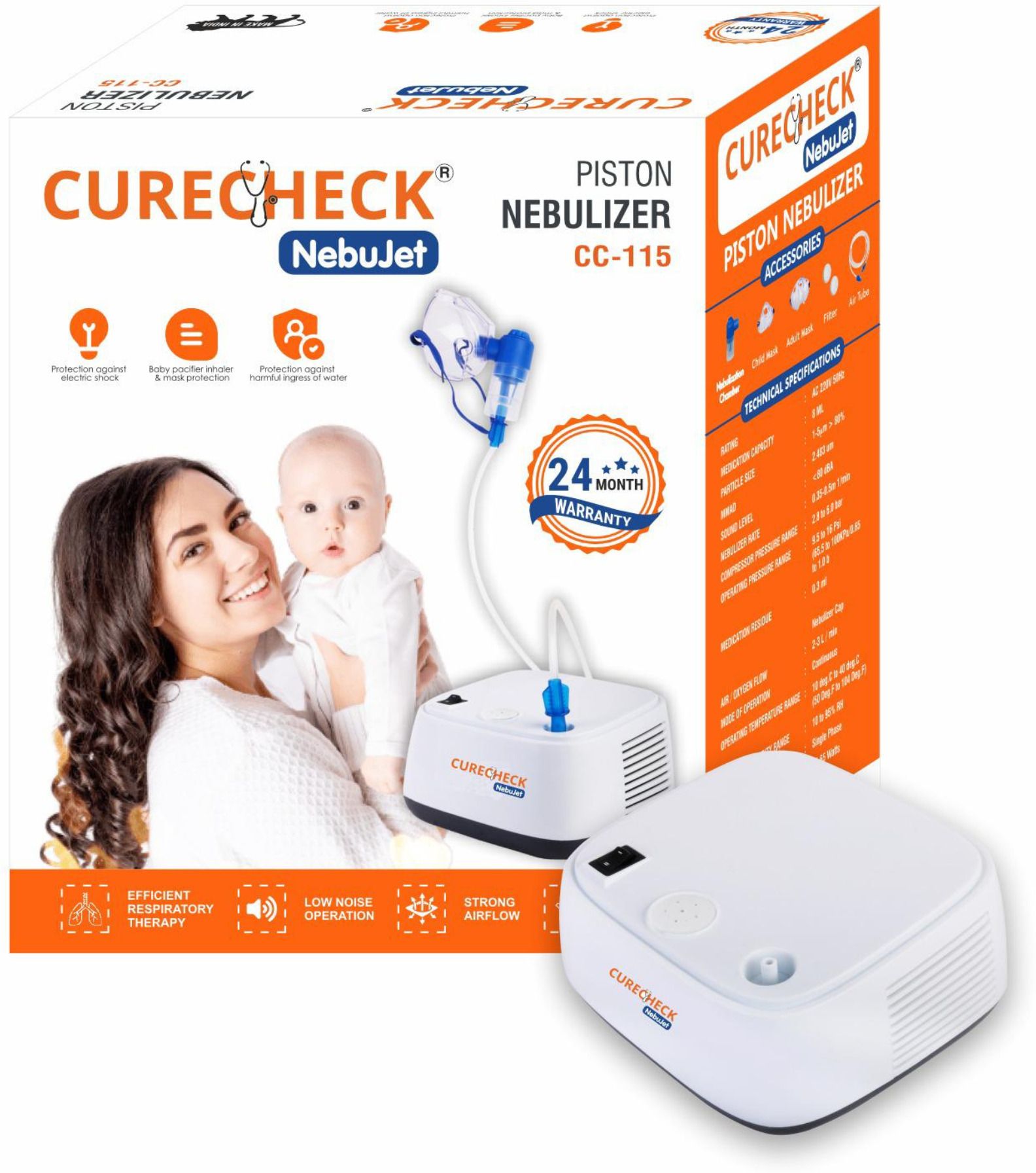 curecheck Nebulizer Compact and Low Noice Compressor Machine for Child and Adult Kit Nebulizer-image-42