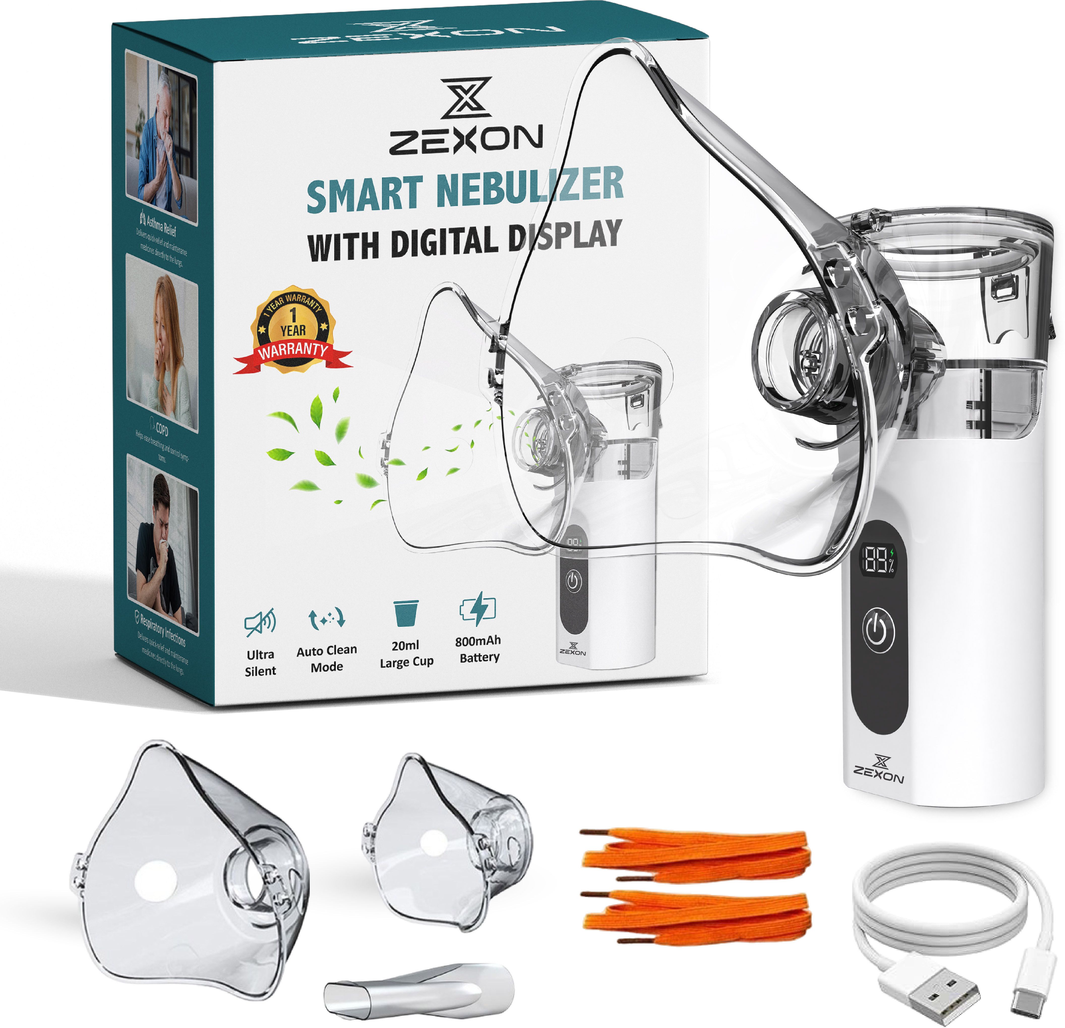 Zexon Smart Nebulizer With Digital Display Portable Mesh Nebulizer for Adults & Kids Nebulizer-picture-21