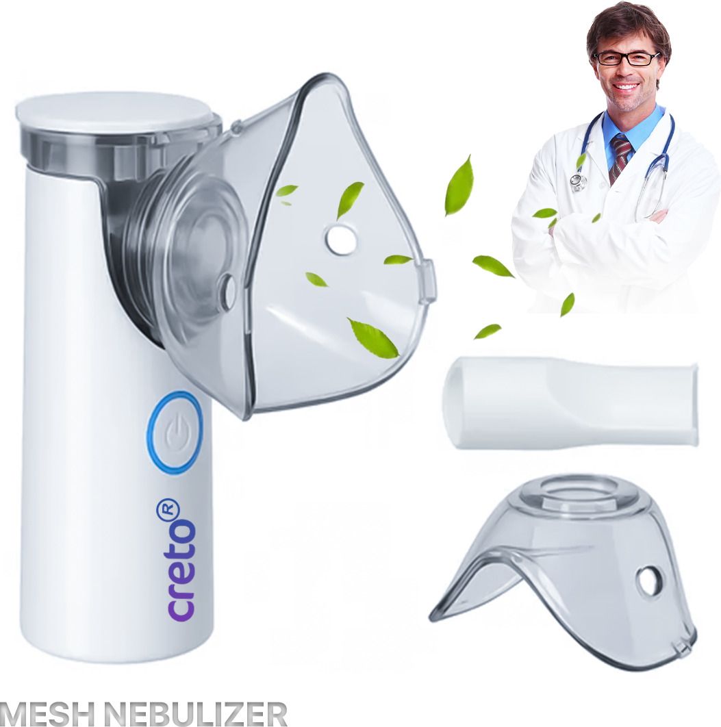 CRETO White Mesh Nebulizer SY308 with Type C Port and AA Battery Support Nebulizer-image-32