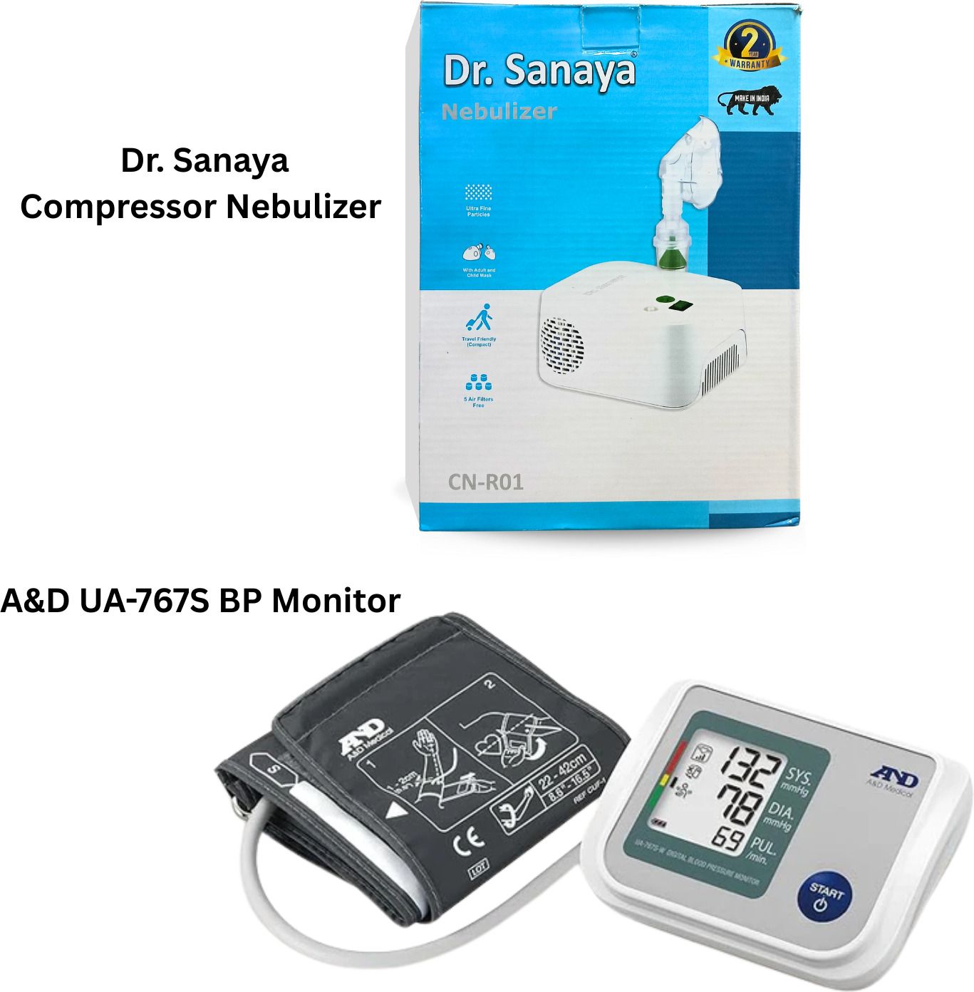 Dr.Sanaya CN-R01 Compressor Nebulizer with A&D UA-767S Blood Pressure Monitor Nebulizer-image-13