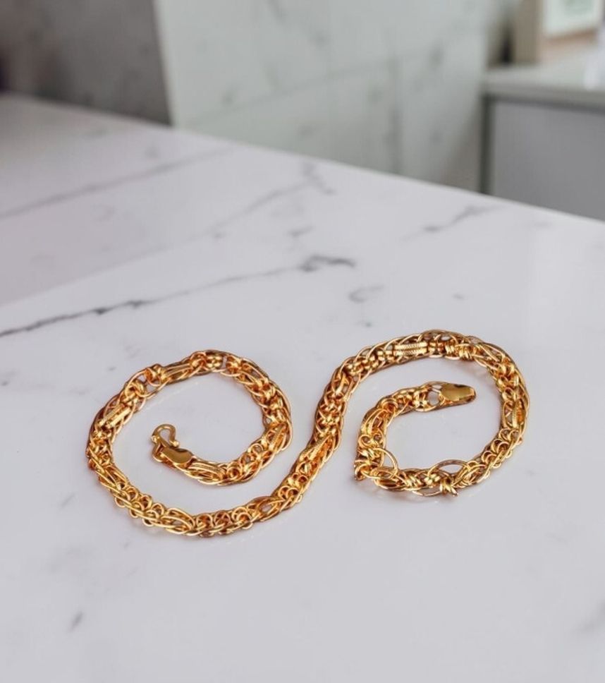 nadagapa 1 gram Stylish Heavy Golden Neck Men Chain “20” Inches Gold-plated Chain Gold-plated Plated Copper Chain-picture-17