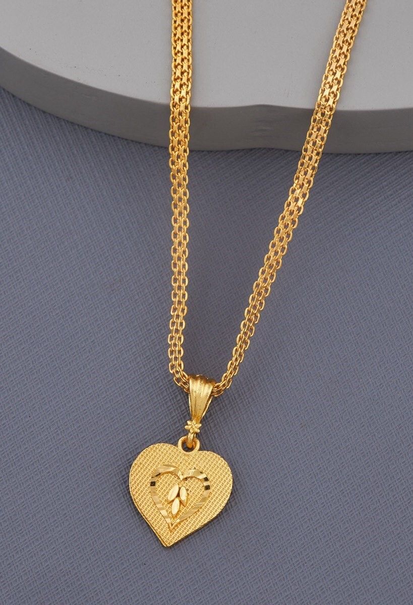 princy enterprise Gold Palated Daily WearLetest Gold Chain with Pendant Set for women & girls Gold-plated Plated Brass Chain Set-picture-14