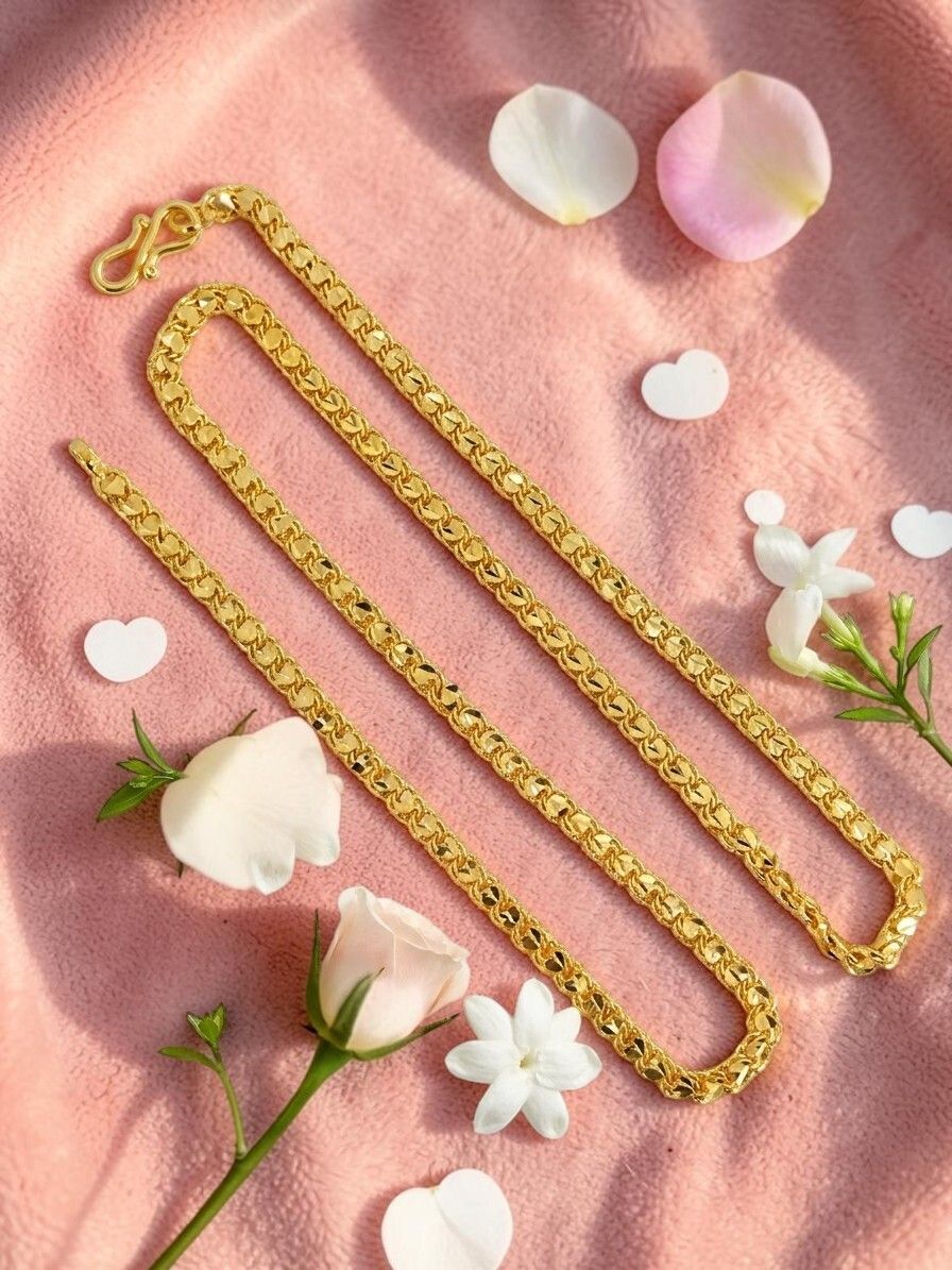 rutiprasa 1 gram Stylish Heavy Golden Neck Men And Women “24” Inches Gold-plated Chain Gold-plated Plated Copper Chain-picture-41