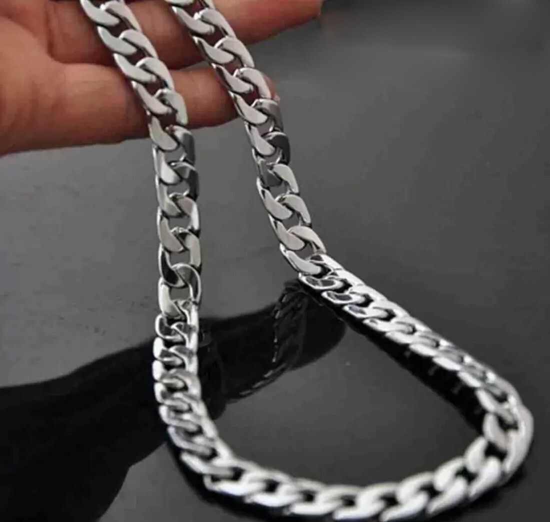Rich Quality Heavy Chain 18k Cuban Festive Party Special Punk Fashion Stylish Silver Plated Brass, Stainless Steel Chain