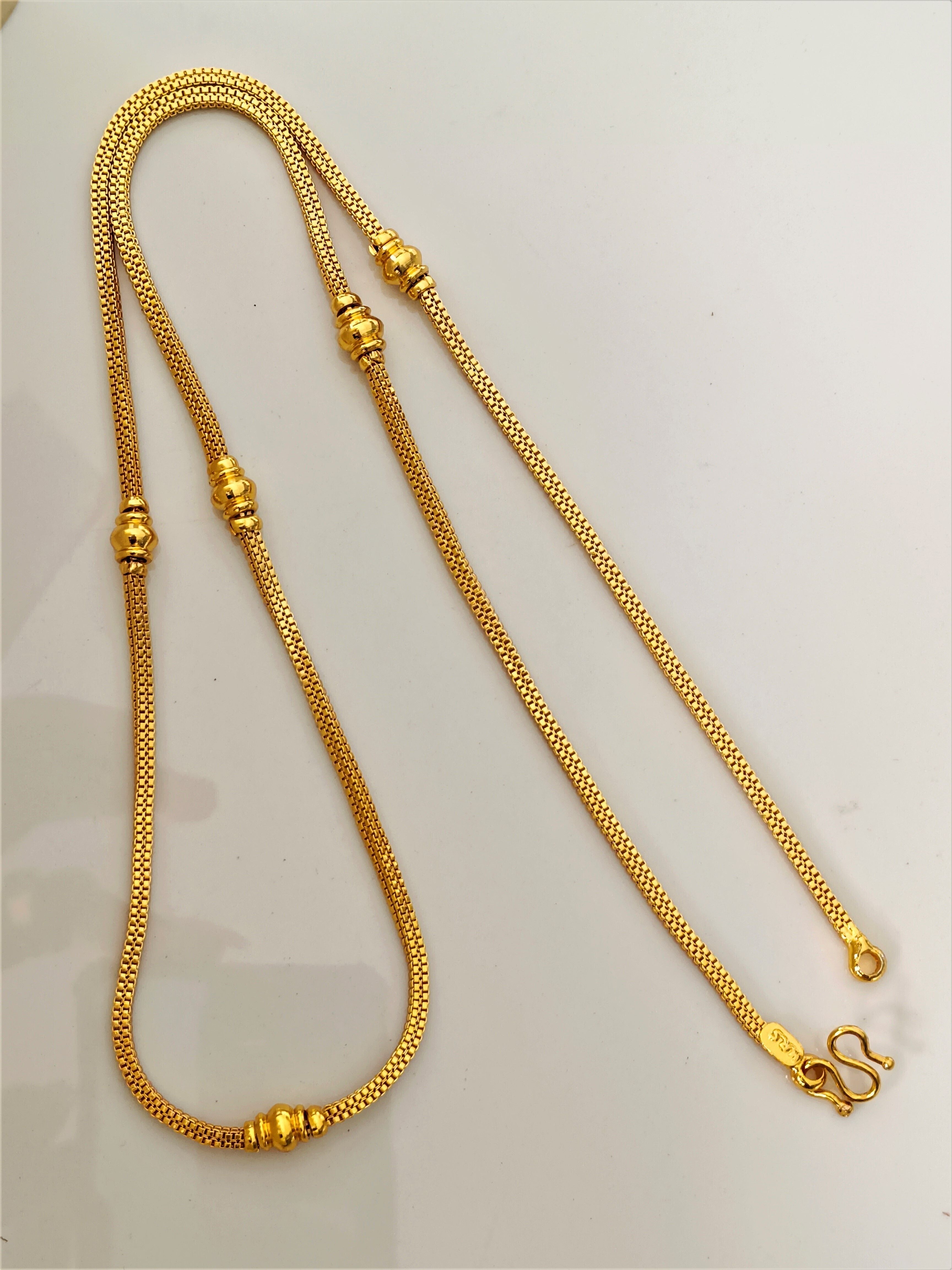 One Gram Gold Plated Gold Designer Fancy Chain Necklace For Women 24 In Long Gold-plated Plated Brass Chain