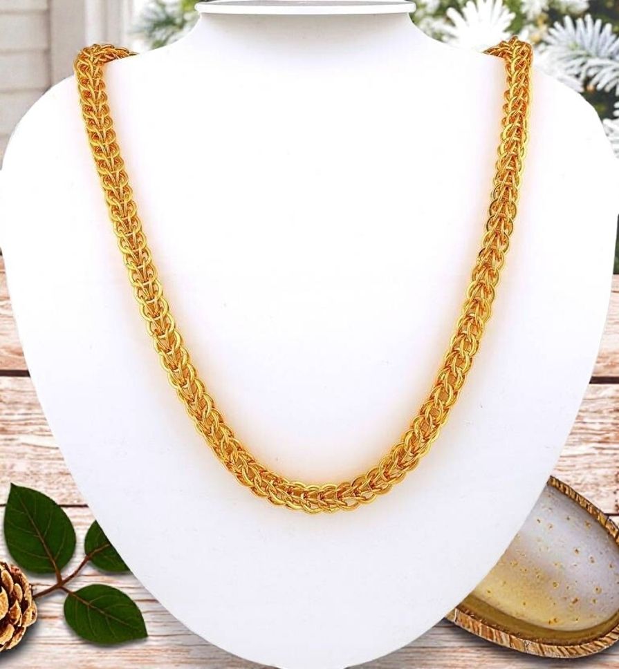 nadagapa 1 gram Stylish Heavy Golden Neck Men Chain “20” Inches Gold-plated Chain Gold-plated Plated Copper Chain-picture-34