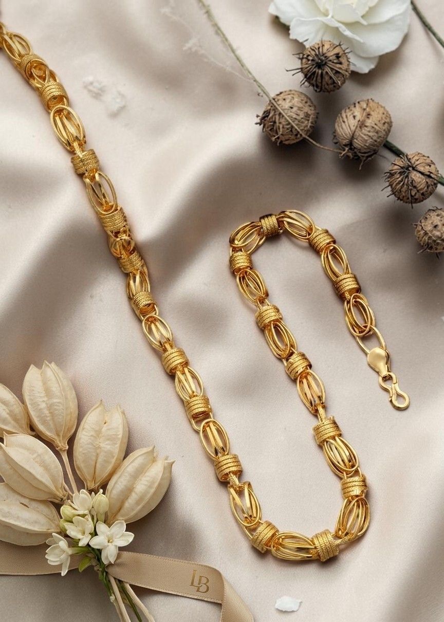 rutiprasa 1 gram Stylish Heavy Golden Neck Men Chain “20” Inches Gold-plated Chain Gold-plated Plated Copper Chain-picture-31