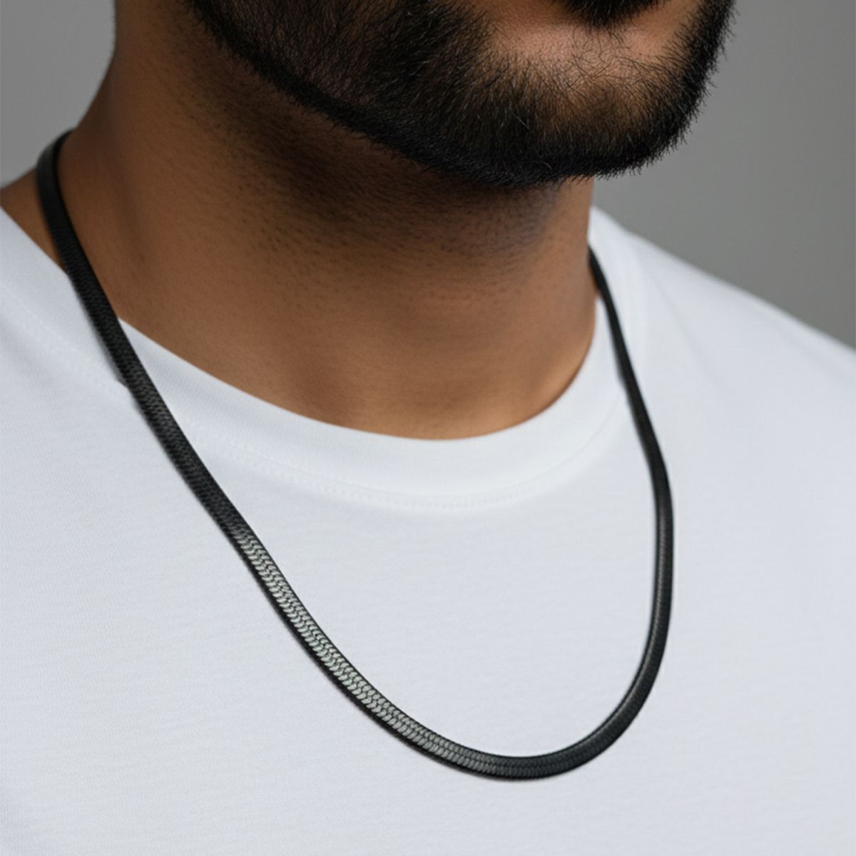 Black Stainless Steel Snake Chain for Men & Boys Sterling Silver Plated Stainless Steel Chain-image-25