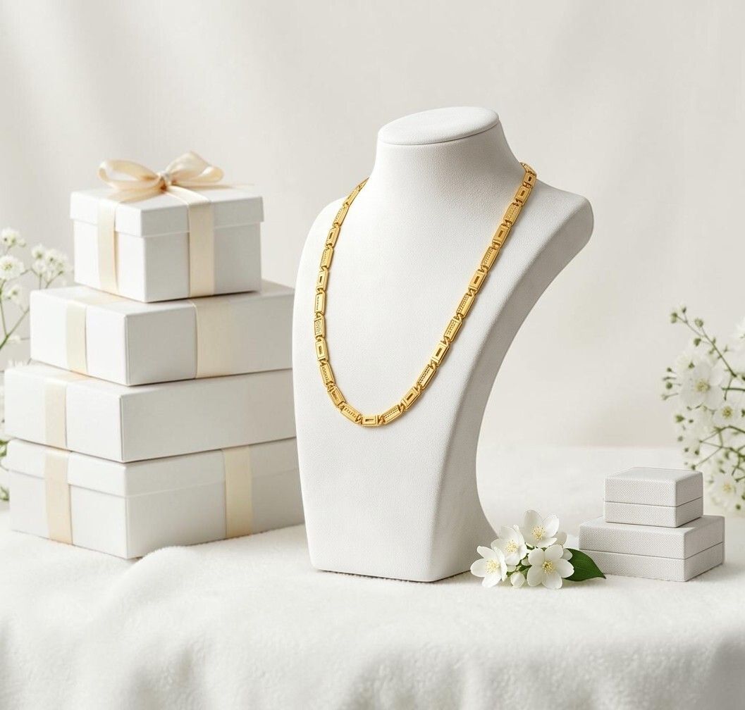 rutiprasa 1 gram Stylish Heavy Golden Neck Men Chain “20” Inches Gold-plated Chain Gold-plated Plated Copper Chain-picture-32