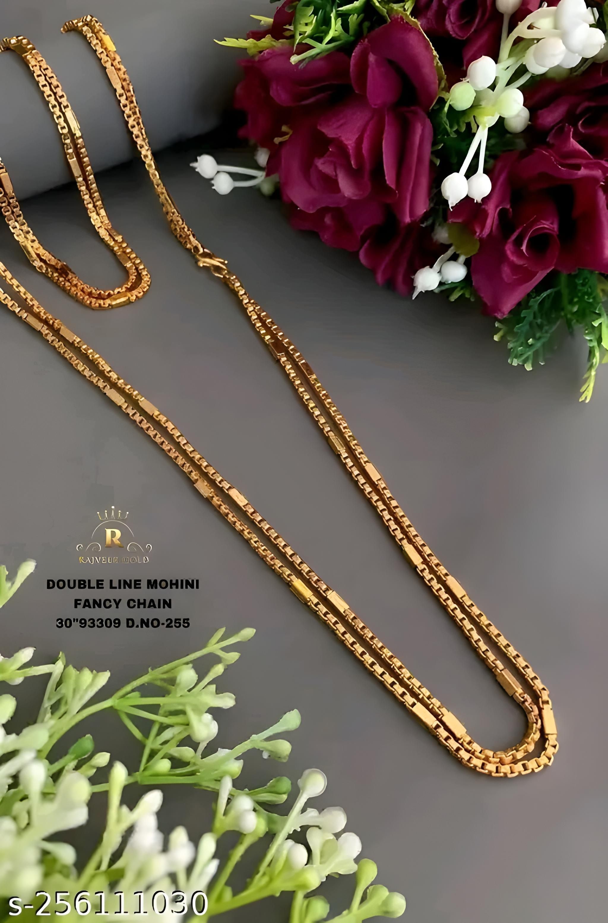 MOHINI MOP M.S. DUBBLE BOX CHAIN 30" inch LONG CHAIN FOR WOMEN AND GIRLS Gold-plated Plated Brass Chain